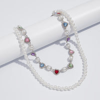 Thumbnail for Baroque Layered Heart Rhinestone Pearl Trouser Chain - ArtGalleryZen