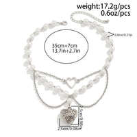 Thumbnail for Baroque Layered Pattern Heart Pendant Pearl Chain Necklace - ArtGalleryZen