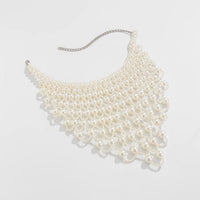 Thumbnail for Baroque Layered Pearl Mesh Tassel Necklace - ArtGalleryZen