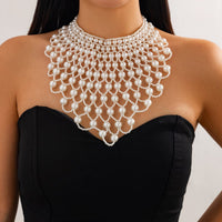 Thumbnail for Baroque Layered Pearl Mesh Tassel Necklace - ArtGalleryZen