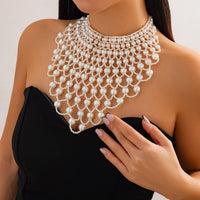 Thumbnail for Baroque Layered Pearl Mesh Tassel Necklace - ArtGalleryZen
