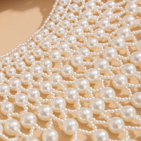 Thumbnail for Baroque Layered Pearl Mesh Tassel Necklace - ArtGalleryZen