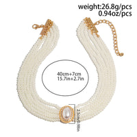 Thumbnail for Baroque Layered Rhinestone Inlaid Crystal Pearl Chain Necklace - ArtGalleryZen