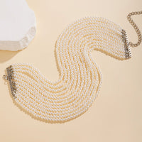 Thumbnail for Baroque Multi-Layered Pearl Chain Choker Necklace - ArtGalleryZen