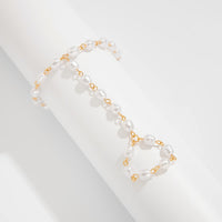Thumbnail for Baroque Pearl Chain Finger Ring Bracelet - ArtGalleryZen