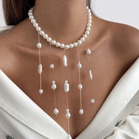 Thumbnail for Baroque Pearl Raindrop Tassel Choker Necklace - ArtGalleryZen