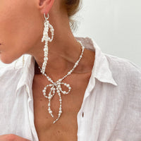 Thumbnail for Baroque Pearl Seed Beaded Bowknot Necklace Earrings Set - ArtGalleryZen