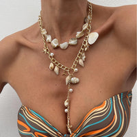 Thumbnail for Beach Style 2pcs Conch Shell Starfish Pearl Tassel Y Necklace Set - ArtGalleryZen