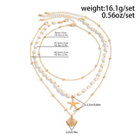 Thumbnail for Beach Style 3pcs Shell Starfish Pendant Conch Chain Necklace Set - ArtGalleryZen