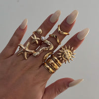 Thumbnail for Beach Style 6pcs Starfish Sun Ring Set - ArtGalleryZen