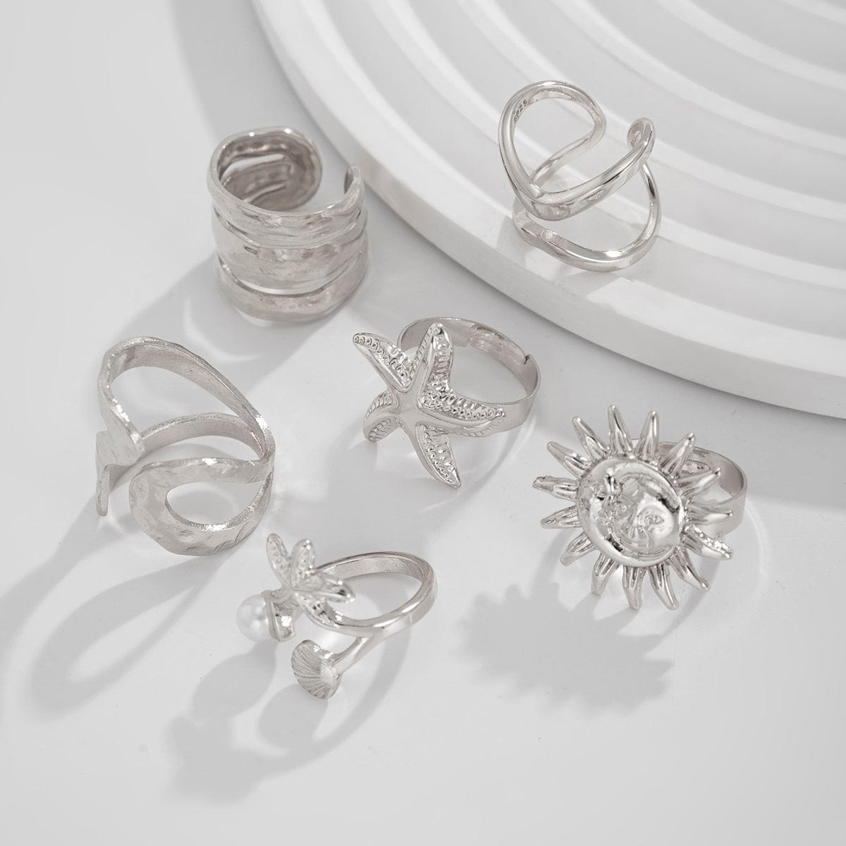 Beach Style 6pcs Starfish Sun Ring Set - ArtGalleryZen