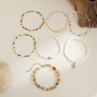 Thumbnail for Beach Style 7pcs Starfish Charm Conch Seed Beaded Anklet Set - ArtGalleryZen
