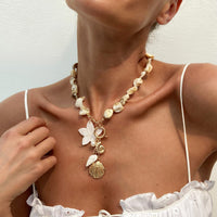 Thumbnail for Beach Style Conch Shell Flower Pendant Necklace Bracelet - ArtGalleryZen