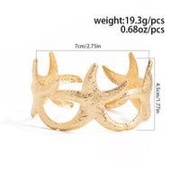 Thumbnail for Beach Style Gold Silver Tone Textured Starfish Arm Cuff - ArtGalleryZen