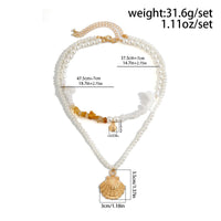 Thumbnail for Beach Style Layered Shell Pendant Turquoise Stone Pearl Chain Necklace Set - ArtGalleryZen
