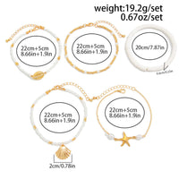 Thumbnail for Beach Style Layered Shell Starfish Charm Seed Bead Anklet Set - ArtGalleryZen