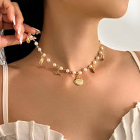 Thumbnail for Beach Style Mermaid Tail Conch Shell Pendant Pearl Chain Necklace - ArtGalleryZen