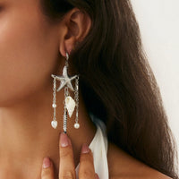 Thumbnail for Beach Style Pearl Starfish Conch Goldfish Tassel Earrings - ArtGalleryZen