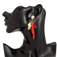 Thumbnail for Beach Style Red Coral Conch Pendant Necklace Earrings Set - ArtGalleryZen