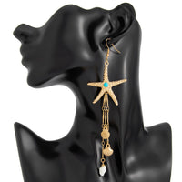 Thumbnail for Beach Style Turquoise Inlaid Starfish Conch Shell Dangle Earrings - ArtGalleryZen
