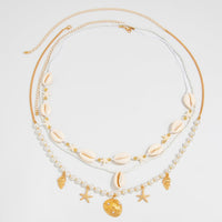 Thumbnail for Bohemia 2pcs Conch Shell Starfish Charm Pearl Seed Beaded Waist Chain Set - ArtGalleryZen