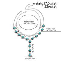 Thumbnail for Bohemia 2pcs Turquoise Heart Chain Y Necklace Set - ArtGalleryZen