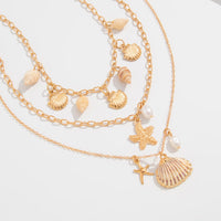 Thumbnail for Bohemia 3pcs Conch Shell Starfish Pearl Pendant Necklace Set - ArtGalleryZen