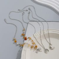 Thumbnail for Bohemia 3Pcs Dragonfly Moon Tree Pendant Turquoise Stone Necklace Set - ArtGalleryZen