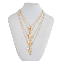 Thumbnail for Bohemia 4pcs Conch Turtle Seahorse Pearl Tassel Saturn Chain Necklace Set - ArtGalleryZen