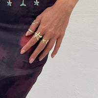 Thumbnail for Bohemia 4pcs Starfish Shell Stackable Open Ring Set - ArtGalleryZen