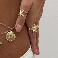 Thumbnail for Bohemia 4pcs Starfish Shell Stackable Open Ring Set - ArtGalleryZen