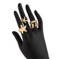 Thumbnail for Bohemia 4pcs Starfish Shell Stackable Open Ring Set - ArtGalleryZen