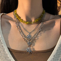 Thumbnail for Bohemia 4pcs Sun Moon Star Pendant Crystal Stone Necklace Set - ArtGalleryZen