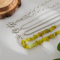 Thumbnail for Bohemia 4pcs Sun Moon Star Pendant Crystal Stone Necklace Set - ArtGalleryZen
