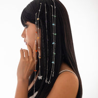 Thumbnail for Bohemia 5pcs Moon Star Butterfly Charm Long Crystal Stone Chain Hair Braids Ring Set - ArtGalleryZen