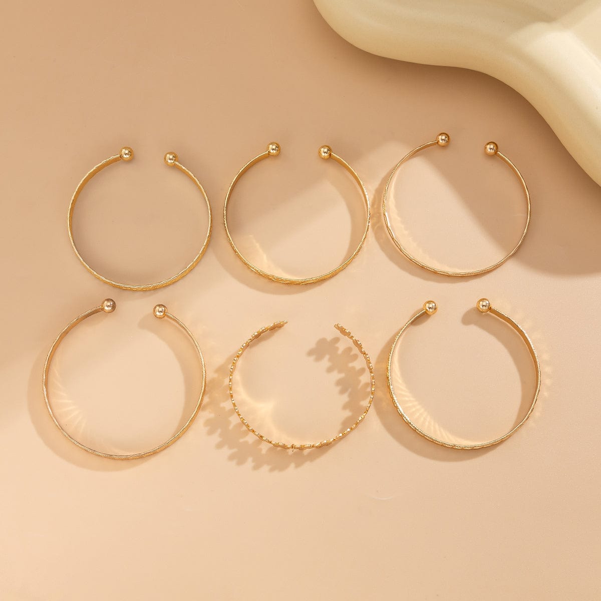 Bohemia 6pcs  Flower Heart Star Pattern Open Bangle Bracelet Set - ArtGalleryZen