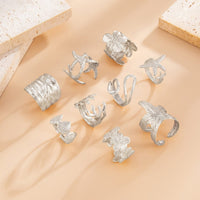 Thumbnail for Bohemia 9pcs Chunky Flower Starfish Shell Hollow Ring Set - ArtGalleryZen