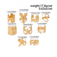 Thumbnail for Bohemia 9pcs Chunky Flower Starfish Shell Hollow Ring Set - ArtGalleryZen
