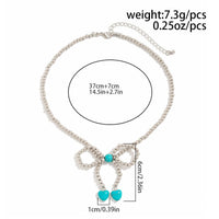 Thumbnail for Bohemia Bowknot Shaped Turquoise Beaded Chain Necklace - ArtGalleryZen