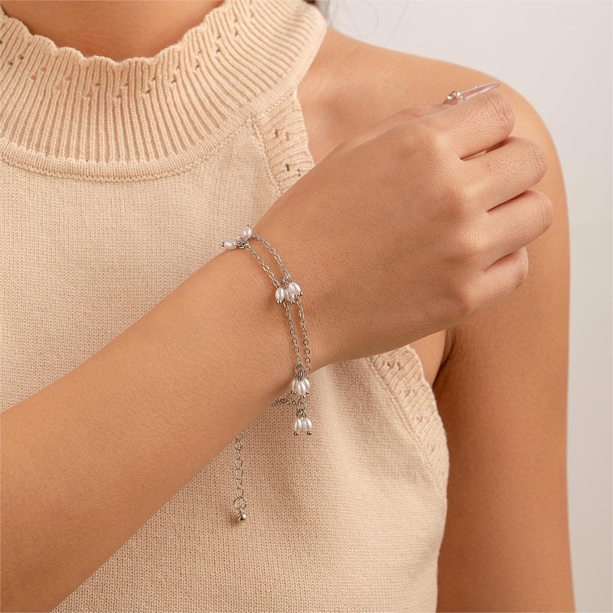Bohemia Chic Layered Pearl Tassel Bracelet - ArtGalleryZen