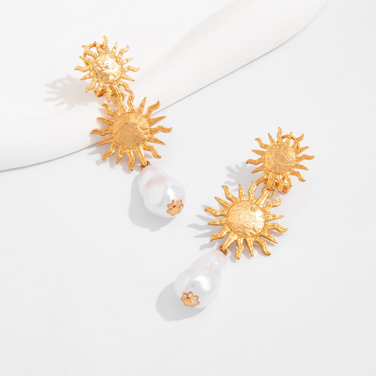 Bohemia Dangling Sun Pearl Earrings - ArtGalleryZen