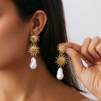 Thumbnail for Bohemia Dangling Sun Pearl Earrings - ArtGalleryZen