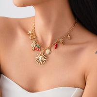 Thumbnail for Bohemia Enamel Cherry Sun Starfish Heart Tassel Necklace - ArtGalleryZen