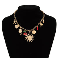 Thumbnail for Bohemia Enamel Cherry Sun Starfish Heart Tassel Necklace - ArtGalleryZen