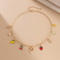 Thumbnail for Bohemia Enamel Fruit Coconut Tree Heart Charm Necklace - ArtGalleryZen