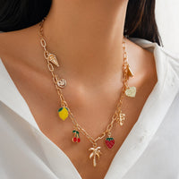 Thumbnail for Bohemia Enamel Fruit Coconut Tree Heart Charm Necklace - ArtGalleryZen