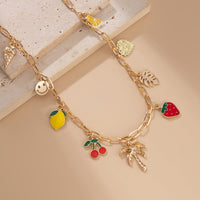 Thumbnail for Bohemia Enamel Fruit Coconut Tree Heart Charm Necklace - ArtGalleryZen