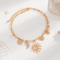 Thumbnail for Bohemia Gold Tone Sun Moon Heart Pearl Pendant Necklace - ArtGalleryZen