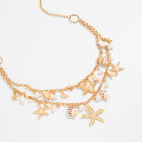 Thumbnail for Bohemia Layered Pearl Conch Starfish Charm Waist Chain - ArtGalleryZen