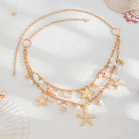 Thumbnail for Bohemia Layered Pearl Conch Starfish Charm Waist Chain - ArtGalleryZen